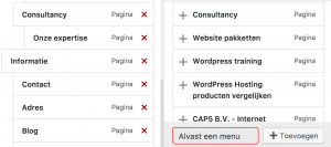 Wordpress 4.7 menu item toevoegen